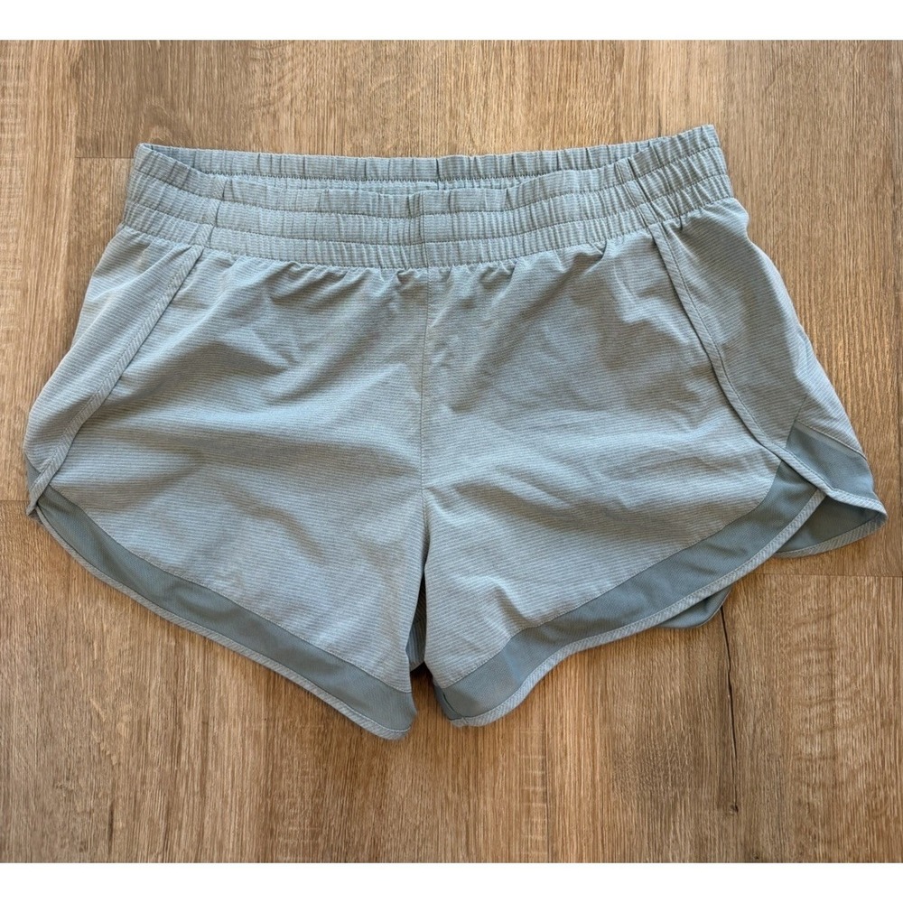 Athleta Mesh Racer Run 4" Shorts Army Green Brief Lined Women Medium